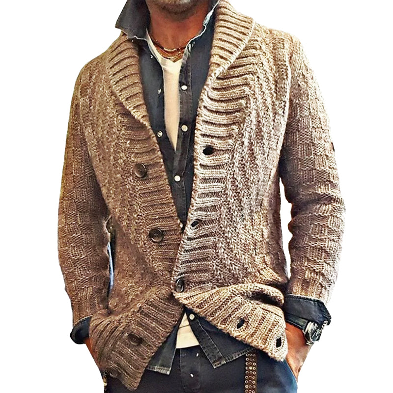 Męski sweter z dzianiny w stylu vintage | Marynarka z klapami