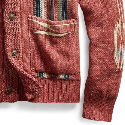Męski sweter z dzianiny w stylu vintage | Klapy żakardowe