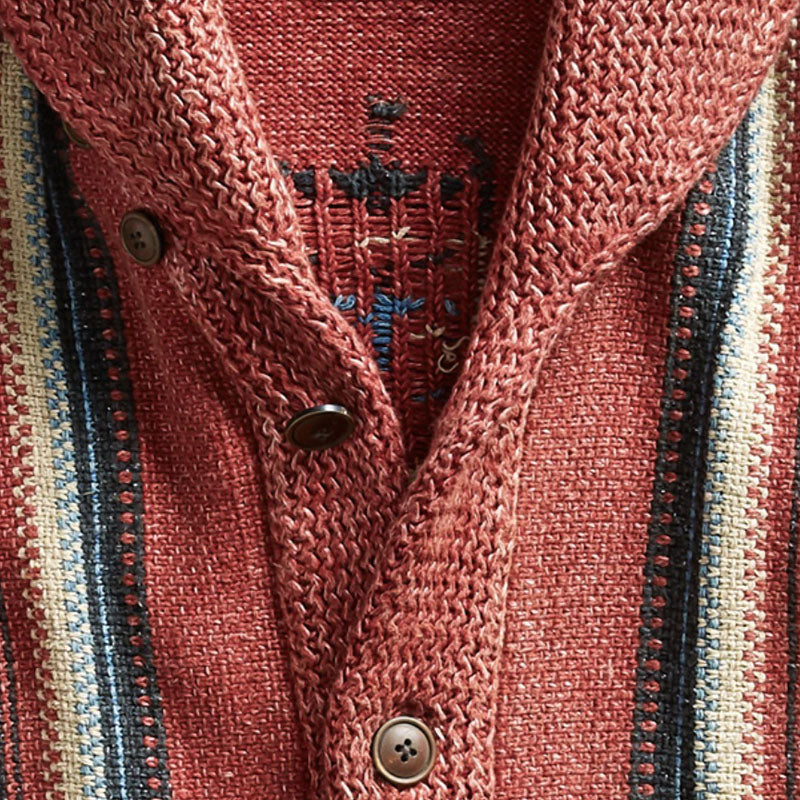 Męski sweter z dzianiny w stylu vintage | Klapy żakardowe