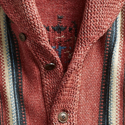 Męski sweter z dzianiny w stylu vintage | Klapy żakardowe