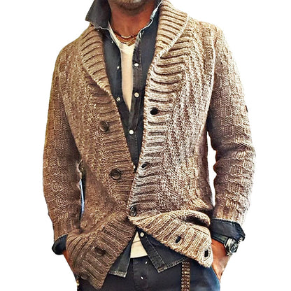 Męski sweter z dzianiny w stylu vintage | Marynarka z klapami