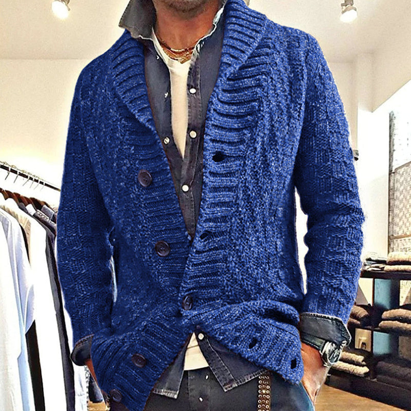 Męski sweter z dzianiny w stylu vintage | Marynarka z klapami