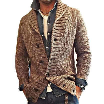Męski sweter z dzianiny w stylu vintage | Marynarka z klapami