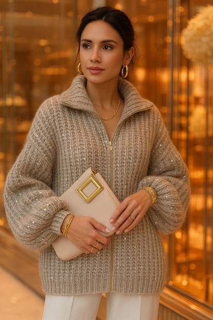 Damski sweter z cekinami – luźny fason