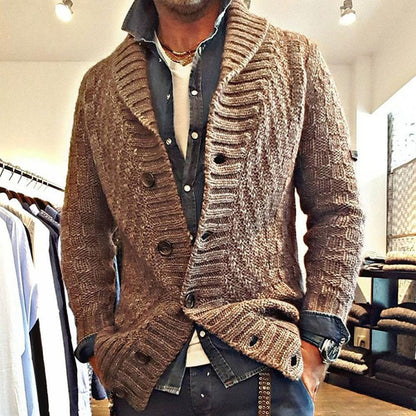 Męski sweter z dzianiny w stylu vintage | Marynarka z klapami