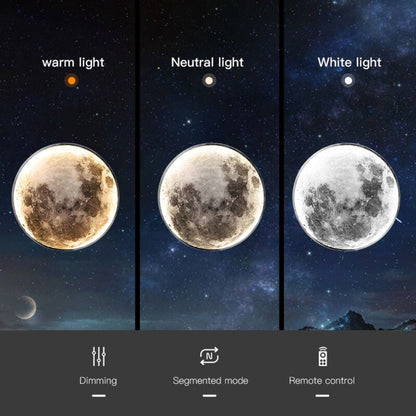 3D LED Lampa Sufitowa – Projekt Księżyc i Ziemia, Przyciemniane Światło Atmosferyczne