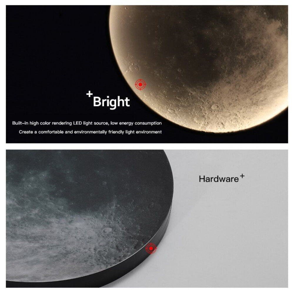 3D LED Lampa Sufitowa – Projekt Księżyc i Ziemia, Przyciemniane Światło Atmosferyczne